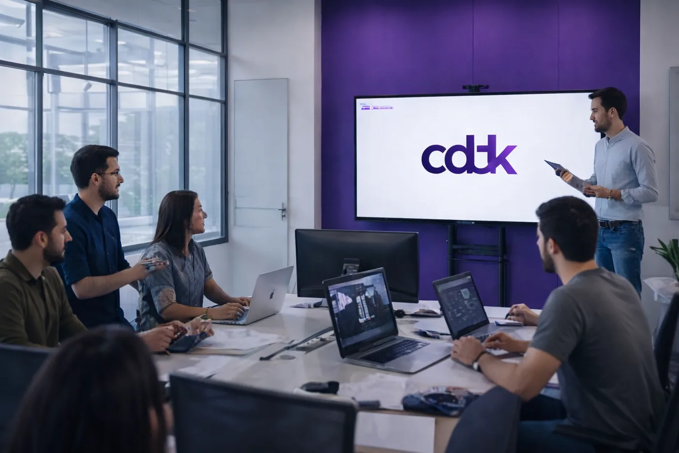 Equipo de trabajo reunido en sala de juntas